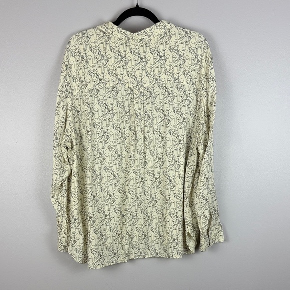 Olsen Cream and Black Stylish Artistic Face Design Long Sleeve XL Blouse - Picture 13 of 13